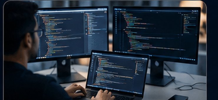 Developer building a custom web application